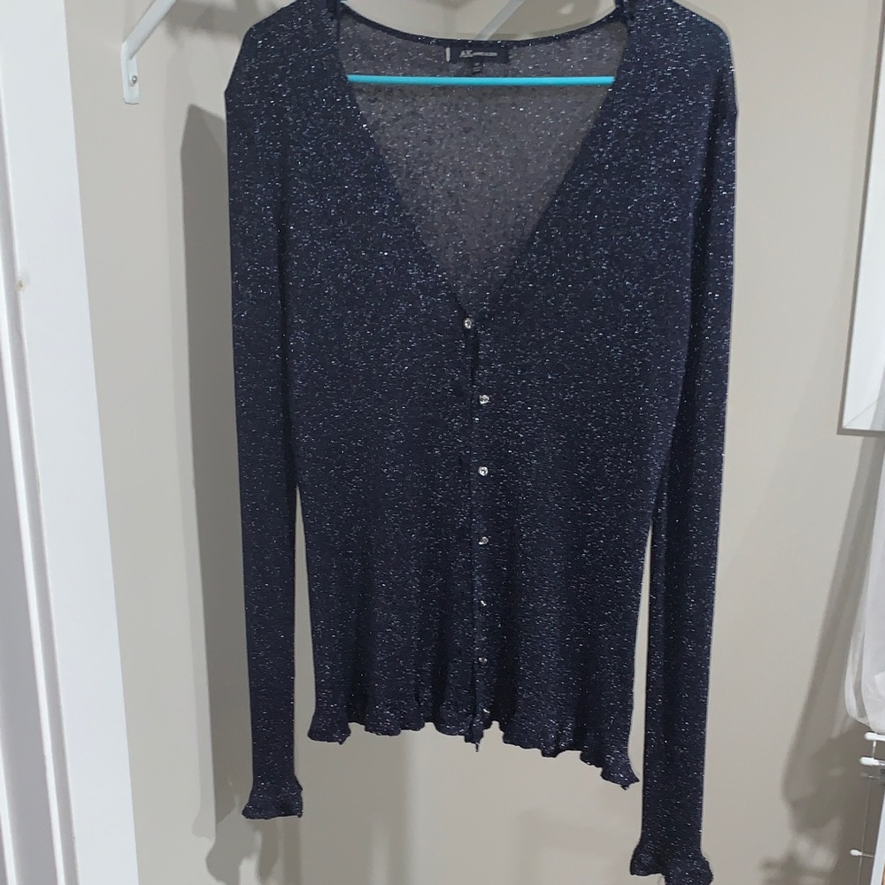 Anne Klein Navy Textured Knit Sweater